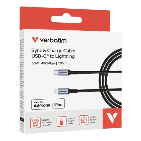 Кабел Verbatim Sync & Charge USB-C to Lightning 120 cm - 31844