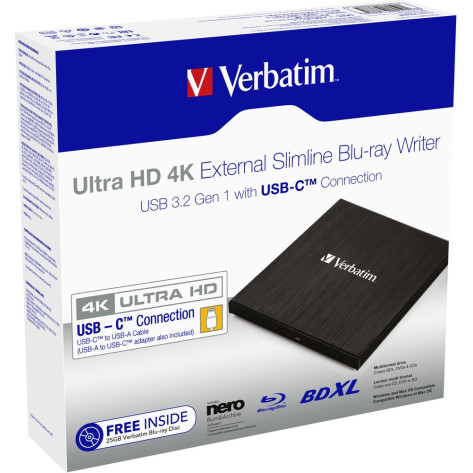 Оптично устройство Verbatim Ultra HD 4K Blu-ray Writer USB-C - 43888