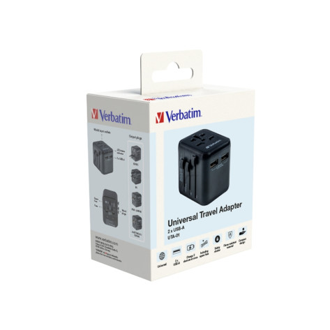 Адаптер Verbatim UTA-01 Universal Travel Adapter with 2 x USB-A ports - 49543