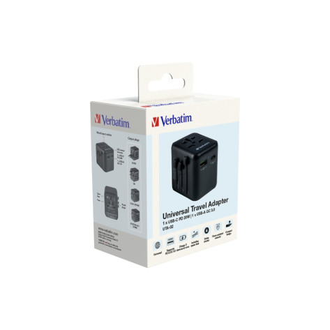 Адаптер Verbatim UTA-02 Universal Travel Adapter with 1 x USB-C PD 20W  - 49544