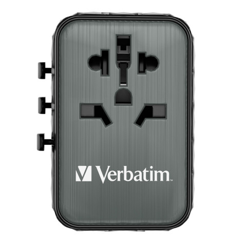 Адаптер Verbatim UTA-05 GaN III Universal Travel Adapter with 2 x USB-C PD 65W & QC 4+  - 32120