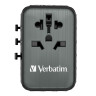 Адаптер Verbatim UTA-05 GaN III Universal Travel Adapter with 2 x USB-C PD 65W & QC 4+  - 32120