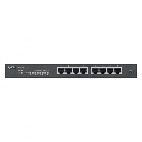 Комутатор Zyxel GS1900-8 v2, 8 port GbE L2 smart switch, desktop, fanless - GS1900-8-EU0102F