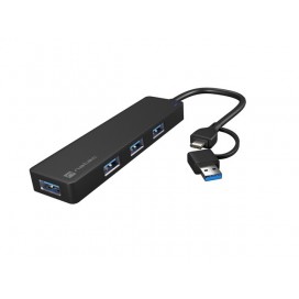 Natec Hub Mayfly USB-C 3.0 4 Port + USB-A Adapter Black Natec Hub Mayfly USB-C 3.0 4 Port + USB-A Adapter Black