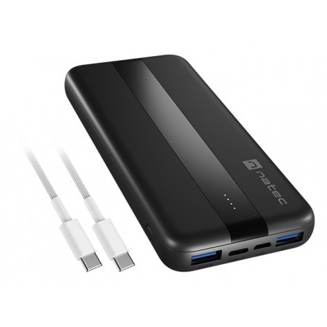 Зарядно устройство Natec Powerbank Trevi Slim Q V2 10000MAh 2X USB-A 18W + 1X USB-C 20W + USB-C - USB0-C CABLE - NPB-2294