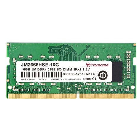 Памет Transcend 16GB JM DDR4 2666Mhz SO-DIMM 1Rx8 2Gx8 CL19 1.2V - JM2666HSE-16G