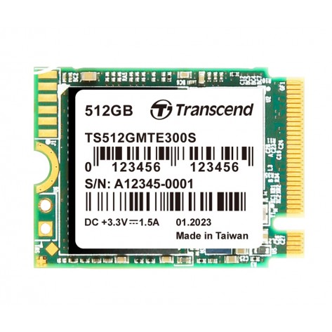 Твърд диск Transcend 512GB, M.2 2230, PCIe Gen3x4, NVMe, 3D TLC, DRAM-less - TS512GMTE300S