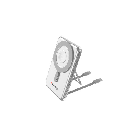 Външна батерия Verbatim Charge 'n' Go 2C Power Bank Magnetic Wireless 5000mAh with 2 USB-C Cables & Stand Silver - 32276