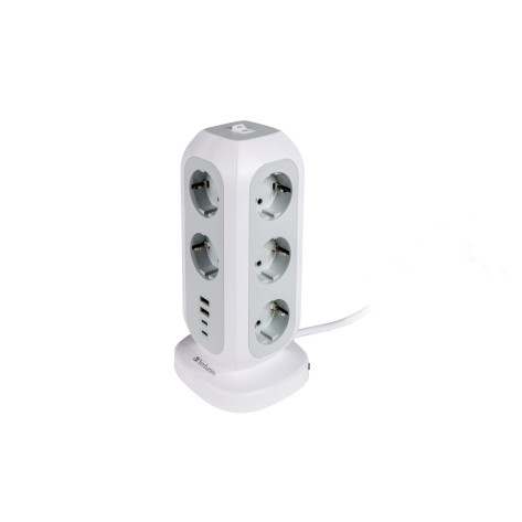 Разклонител Verbatim EUPT-01 EU Power Tower 11 AC with 2 x USB-C  - 49547