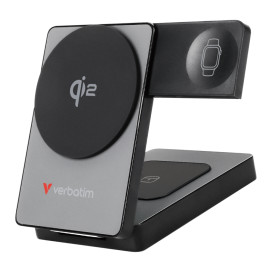 Външна батерия Verbatim Foldable 3-in-1 Qi2 Magnetic Wireless Power Bank 5000 mAh Grey - 32294