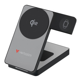 Външна батерия Verbatim Foldable 3-in-1 Qi2 Magnetic Wireless Power Bank 10000 mAh Grey - 32295