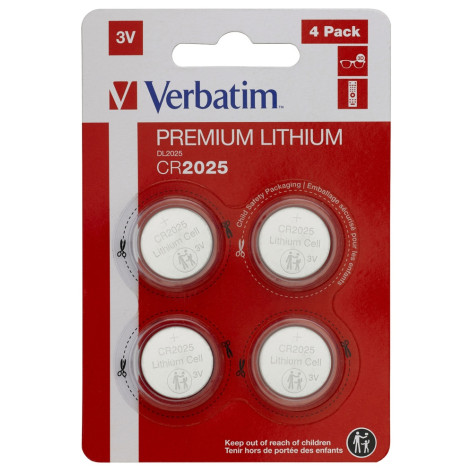 Батерия Verbatim LITHIUM BATTERY CR2025 3V 4 PACK - 49532