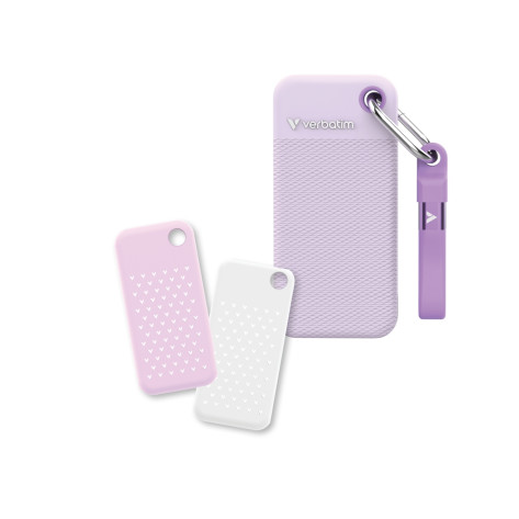 Твърд диск Verbatim Pocket SSD USB 3.2 Gen 2 1TB Purple incl. two rubber sleeves - 32322