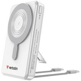 Външна батерия Verbatim Power Bank Magnetic Wireless 10.000 mAh C+C Display Silver - 32273