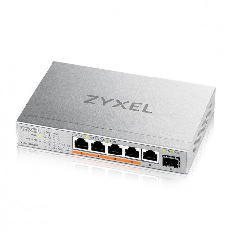 Комутатор ZyXEL XMG-105 5 Ports 2,5G + 1 SFP+, 4 ports 70W total PoE++ Desktop MultiGig unmanaged Switch - XMG-105HP-EU0101F