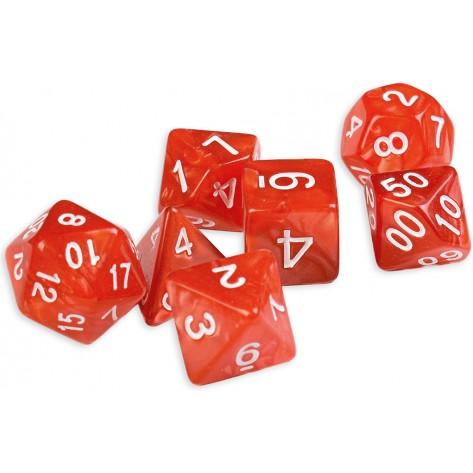 Комплект зарове Dice4Friends Pearl - Red&White, 7 броя