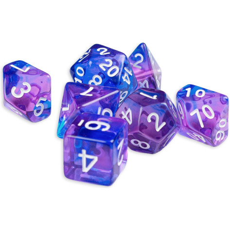 Комплект зарове Dice4Friends Transparent - Indigo Sea, 7 броя