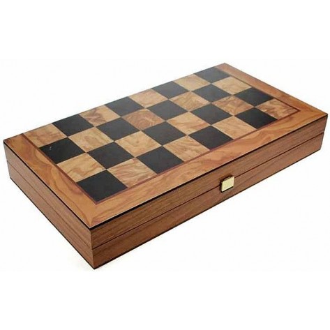  Комплект шах и табла Manopoulos - Цвят маслиново дърво, 38 x 20 cm