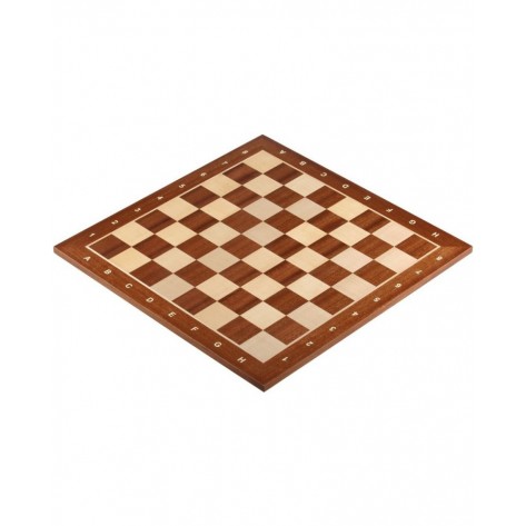 Дървена дъска за шах с нотация Sunrise - Chessboard No. 4, кафява