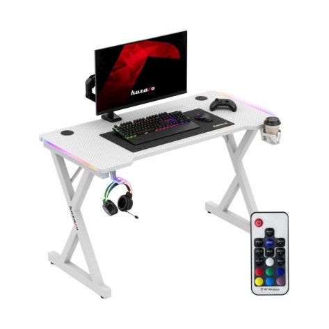 Гейминг бюро Huzaro – Hero 2.3 RGB, 120 x 60 cm, бял