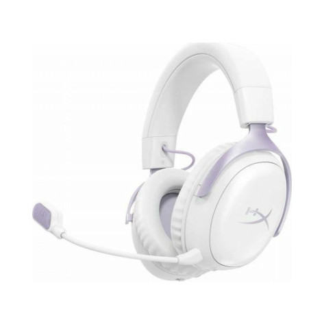 Гейминг слушалки HyperX - Cloud III S Wireless, безжични, бели/лилави