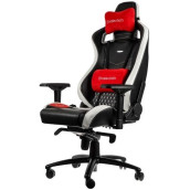 Гейминг стол noblechairs - EPIC, естествена кожа, черен/бял/червен