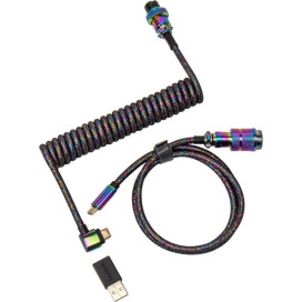  Кабел за клавиатура Keychron – Aviator, USB-C, 1.08 m, черен/дъга
