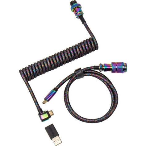 Кабел за клавиатура Keychron – Aviator, USB-C, 1.08 m, черен/дъга
