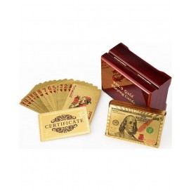  Карти за игра със златно покритие в дървена кутия
