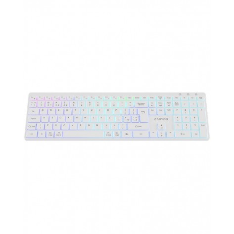 Клавиатура Canyon - HKB-W11, безжична, бяла
