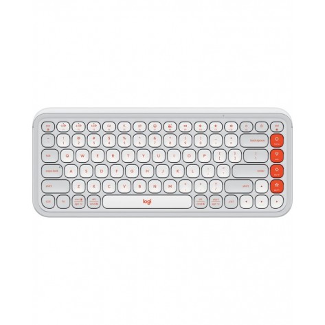 Клавиатура Logitech - POP Icon, безжична, Off White & Orange