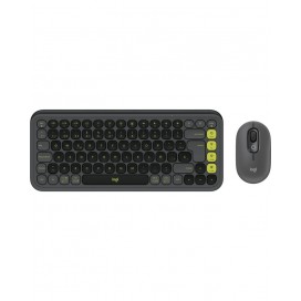  Комплект клавиатура и мишка Logitech - POP ICON COMBO, безжичен, Graphite & Green