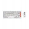 Комплект клавиатура и мишка Logitech - POP ICON COMBO, безжичен, Off White & Orange