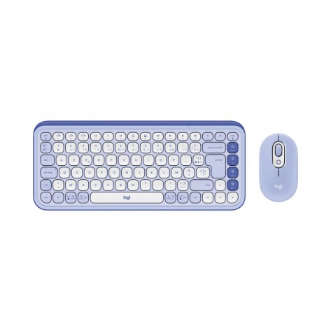 Комплект клавиатура и мишка Logitech - POP ICON COMBO, безжичен, Lilac & Off White