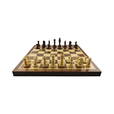 Комплект шах и табла Oreshak Handmade - Ръчна изработка от орехов и буков фурнир, 48 х 48 cm