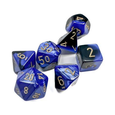 Комплект зарове Chessex Gemini Black-Blue/Gold Polyhedral (7 бр.)