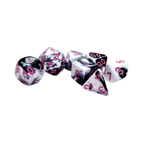 Комплект зарове Chessex Gemini Black-White/Pink Polyhedral (7 бр.)