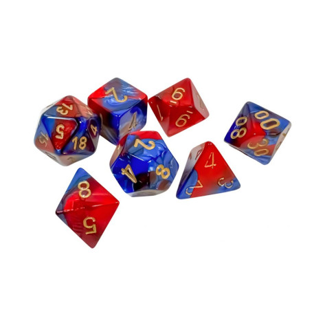 Комплект зарове Chessex Gemini Blue-Red/Gold Polyhedral (7 бр.)