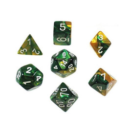 Комплект зарове Chessex - Gemini Polyhedral Dice Set, Gold-Green/White (7 бр.) Комплект зарове Chessex - Gemini Polyhedral Dice Set, Gold-Green/White (7 бр.)