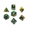 Комплект зарове Chessex - Gemini Polyhedral Dice Set, Gold-Green/White (7 бр.)
