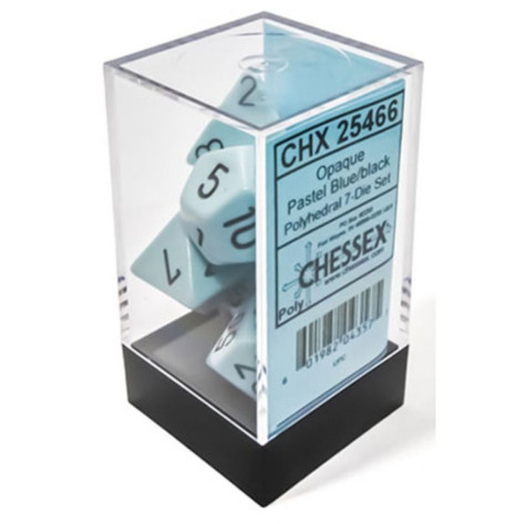 Комплект зарове Chessex Opaque Pastel - Blue/black Polyhedral (7 бр.)