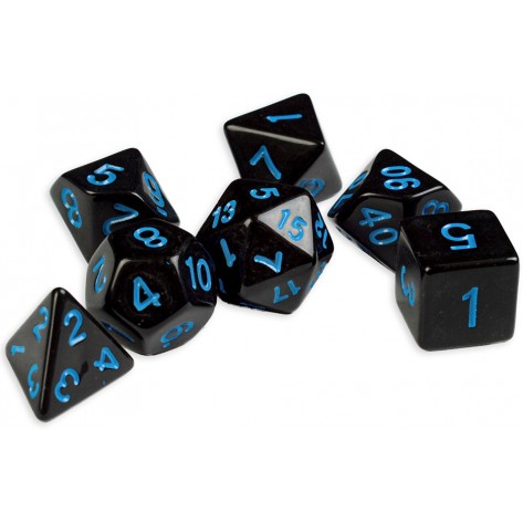 Комплект зарове Dice4Friends Pearl - Black&Blue, 7 броя