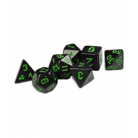 Комплект зарове Dice4Friends Pearl - Black&Green, 7 броя