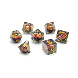  Комплект зарове GlassStaff - Floating Eye RPG Dice Set, Fire Dragon's Gaze (7 бр.)