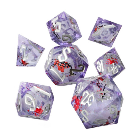 Комплект зарове GlassStaff - Liquid Core RPG Dice Set, Sakura Drift (7 бр.)