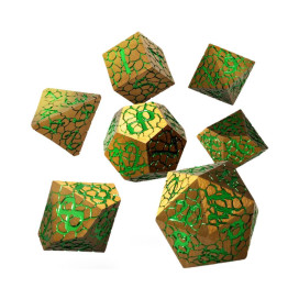  Комплект зарове GlassStaff - Metal RPG Dice Set, Scaleheart Gold (7 бр.)
