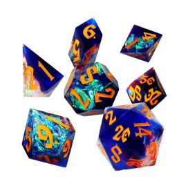  Комплект зарове GlassStaff - Sharp Edge Resin RPG Dice Set, Galactic Ember (7 бр.)