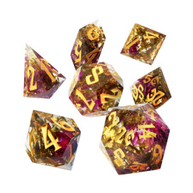  Комплект зарове GlassStaff - Sharp Edge Resin RPG Dice Set, Sunlit Garden (7 бр.)
