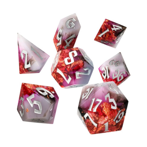 Комплект зарове GlassStaff - Sharp Edge Resin RPG Dice Set, Ruby Rift (7 бр.)