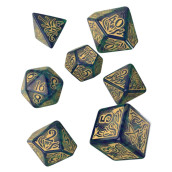  Комплект зарове Q-Workshop - Call of Cthulhu 7th Edition: Blue-Green & Gold Dice Set (7 бр.)